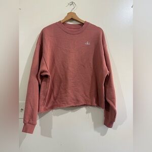ALO Yoga Cropped Crewneck Sweatshirt in Rosewood